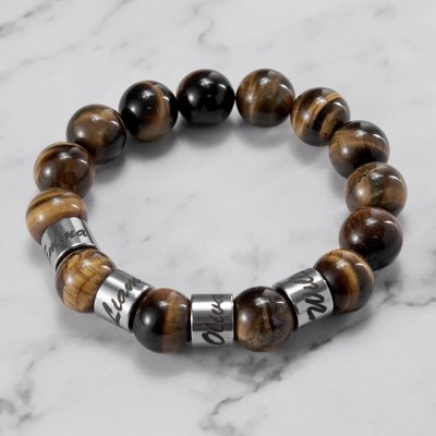 Bracelet de perles personnalisé avec 1 à 10 gravures
