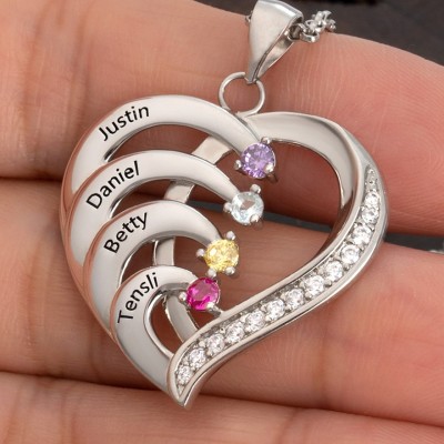 Collier coeur personnalisé 1-6 prénom avec pierre de naissance