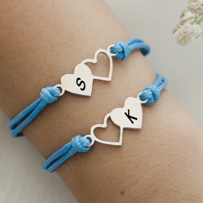 Bracelets Personnalisés Meilleur Ami Soeur Couple d'Amitié Avec Initiale Pour 2