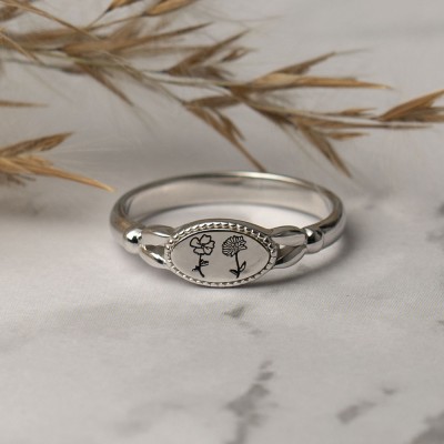 Cadeau personnalisé de bague de mois de fleur de naissance de famille pour elle