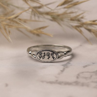 Cadeau personnalisé de bague de mois de fleur de naissance de famille pour elle