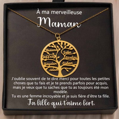 À mon merveilleux collier d'arbre généalogique de maman de la fille fils idées cadeaux pour la fête des mères