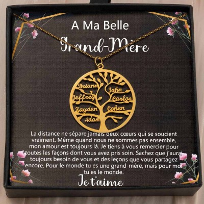 Collier arbre généalogique personnalisé à ma grand-mère à partir d'idées cadeaux pour les grands-enfants pour la fête des mères de grand-mère