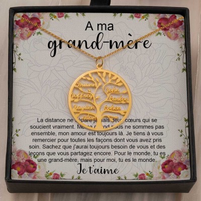 Collier arbre généalogique personnalisé à ma grand-mère à partir d'idées cadeaux pour les grands-enfants pour la fête des mères de grand-mère