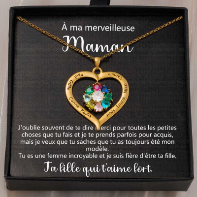 À ma merveilleuse maman cadeau personnalisé colliers de nom de pierre de naissance de coeur