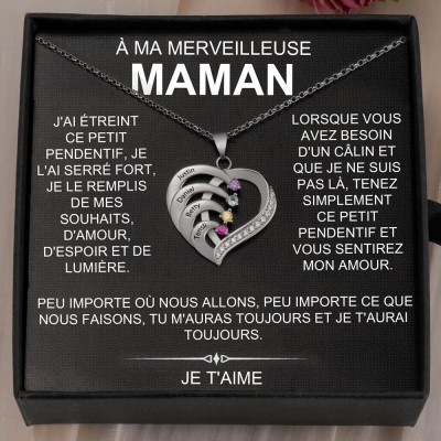 À ma maman collier coeur personnalisé 1-6 prénom avec pierre de naissance