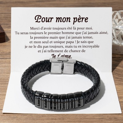 A mon papa Bracelet de perles personnalisé avec le nom des enfants pour des idées de cadeaux pour la fête des pères