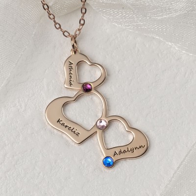 Cadeau de Noël Collier Coeur Nom de Famille Personnalisé