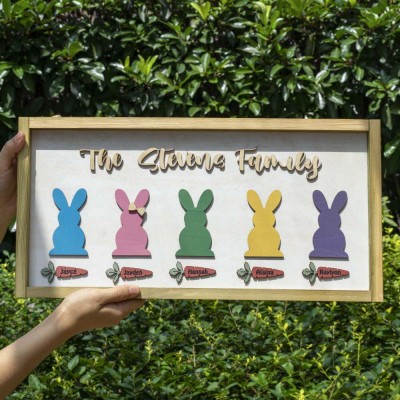 Pâques Peeps signe personnalisé gravé nom lapin en bois décor à la maison grand-père grand-mère cadeau