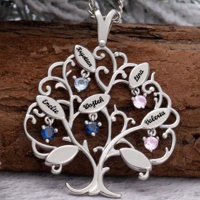 Colliers d'arbre généalogique personnalisés pour le cadeau de la fête des mères