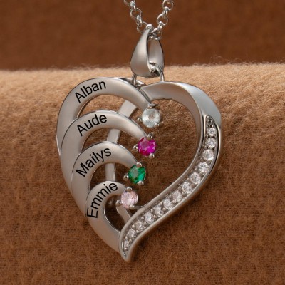 Collier coeur personnalisé avec pierre de naissance, idées cadeaux d'anniversaire pour la fête des mères