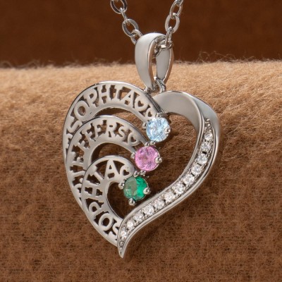Collier coeur personnalisé avec pierre de naissance, idées cadeaux d'anniversaire pour la fête des mères