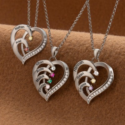 Collier coeur personnalisé avec pierre de naissance, idées cadeaux d'anniversaire pour la fête des mères