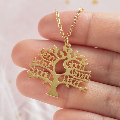 Collier Gravé Nom Arbre Généalogique Personnalisé