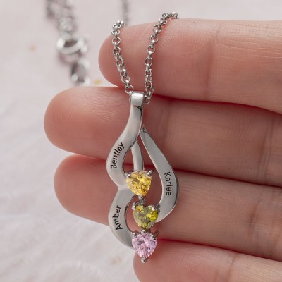 Cadeau de Noël Collier Coeur Nom de Famille Personnalisé