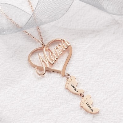 Collier maman avec pieds de bébé 1-10 pendentifs