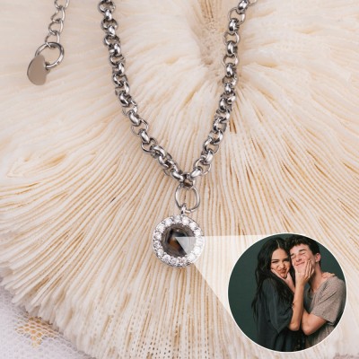 Collier à breloques personnalisé avec projection de photos, idées cadeaux pour Couple, pour la saint-valentin