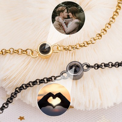 Bracelet de projection de photos personnalisé pour couple, idées cadeaux pour la Saint-Valentin