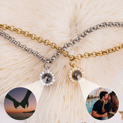 Collier à breloques personnalisé avec projection de photos, idées cadeaux pour Couple, pour la saint-valentin