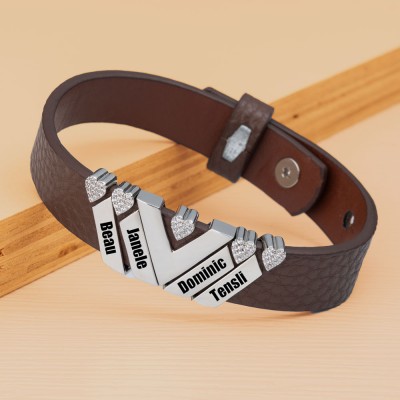Bracelet homme personnalisé avec nom d'enfant pour cadeau de Noël papa