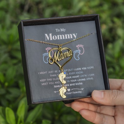 Collier personnalisé de nom de charmes de 1-10 pieds de bébé avec le cadeau de pierre de naissance à ma maman