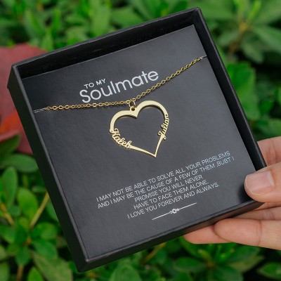Colliers personnalisés de noms de couples de coeur à mon âme soeur