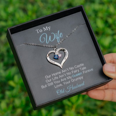 Collier Prénom Coeur Personnalisé avec Pierres de Naissance à Ma Femme