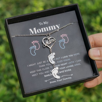 Collier personnalisé de nom de charmes de 1 à 10 pieds de bébé à mon cadeau de maman