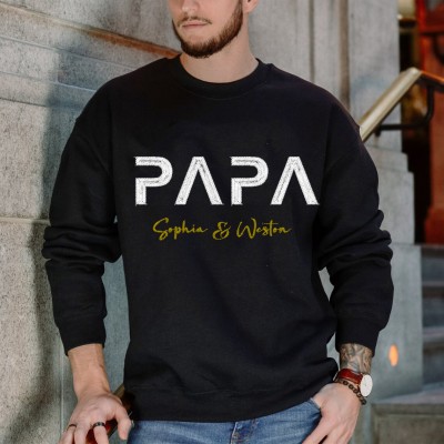 Sweat à capuche personnalisé brodé Papa avec les noms des enfants pour cadeau de fête des pères