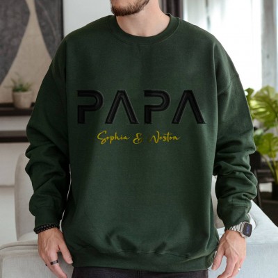 Sweat à capuche personnalisé brodé Papa avec les noms des enfants pour cadeau de fête des pères