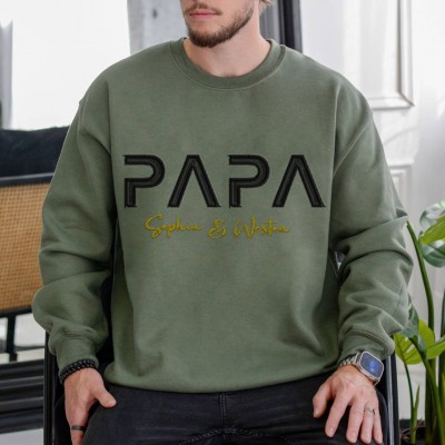 Sweat à capuche personnalisé brodé Papa avec les noms des enfants pour cadeau de fête des pères