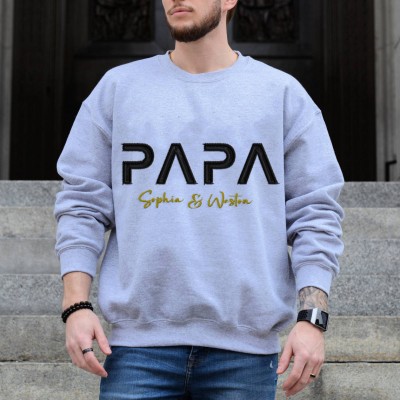 Sweat à capuche personnalisé brodé Papa avec les noms des enfants pour cadeau de fête des pères