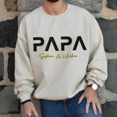 Sweat à capuche personnalisé brodé Papa avec les noms des enfants pour cadeau de fête des pères