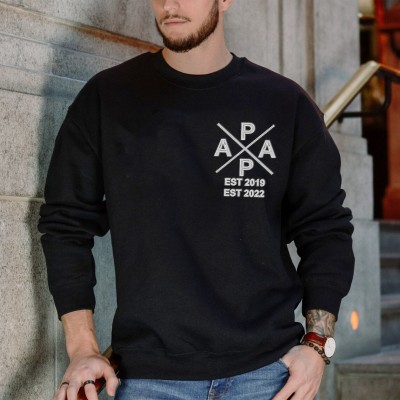 Sweat à capuche personnalisé brodé Papa avec les noms des enfants pour cadeau de fête des pères