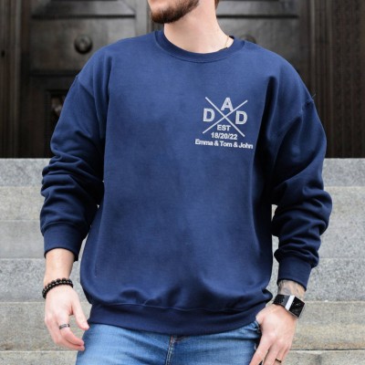 Sweat à capuche personnalisé brodé pour papa avec les noms des enfants pour cadeau de fête des pères