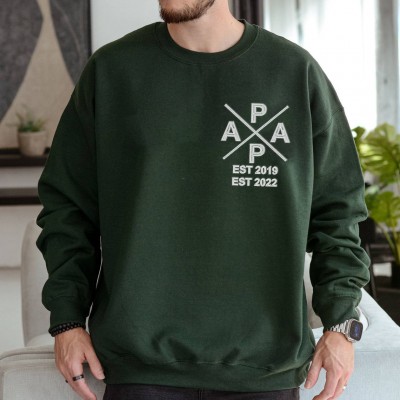 Sweat à capuche personnalisé brodé Papa avec les noms des enfants pour cadeau de fête des pères