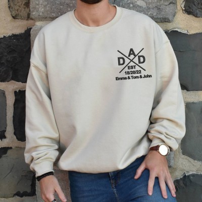 Sweat à capuche papa brodé personnalisé avec noms d'enfants pour cadeau de fête des pères