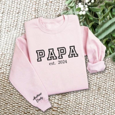 Sweat à capuche personnalisé brodé Papa avec les noms des enfants pour cadeau de fête des pères
