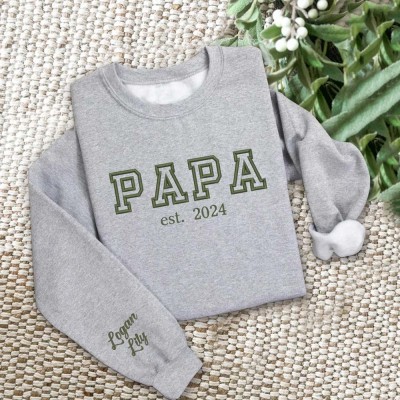 Sweat à capuche personnalisé brodé Papa avec les noms des enfants pour cadeau de fête des pères