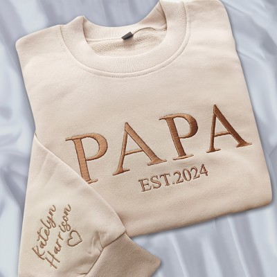 Sweat à capuche personnalisé brodé Papa avec les noms des enfants pour cadeau de fête des pères