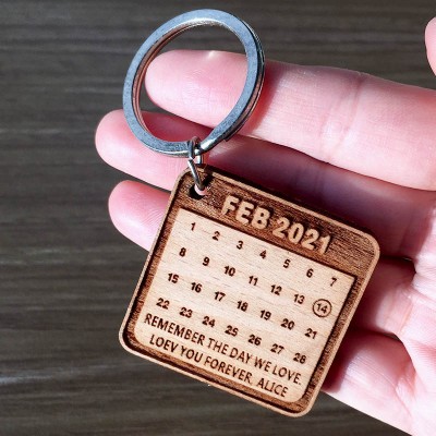 Calendrier personnalisé Porte-clés Anniversaire Saint Valentin Couple Cadeau