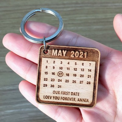 Calendrier personnalisé Porte-clés Anniversaire Saint Valentin Couple Cadeau