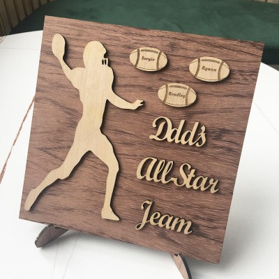 Plaque de football personnalisée avec 1 à 8 noms gravés, cadeau de fête des pères