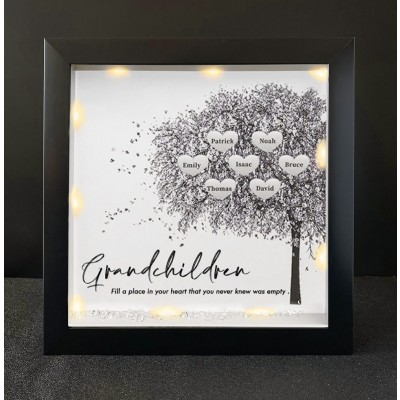 Personalized Family Tree Grandchildren Name Black Frame Home Decor For Grandma