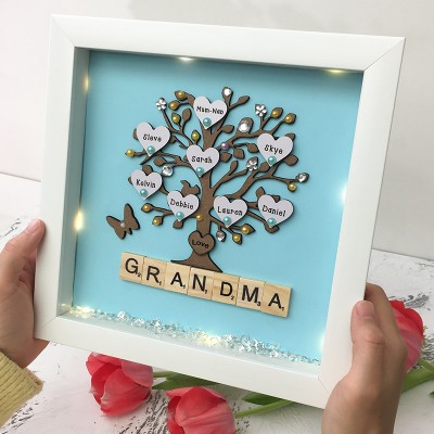 Nom de cadre en bois arbre généalogique personnalisé gravé décor à la maison pour grand-mère maman
