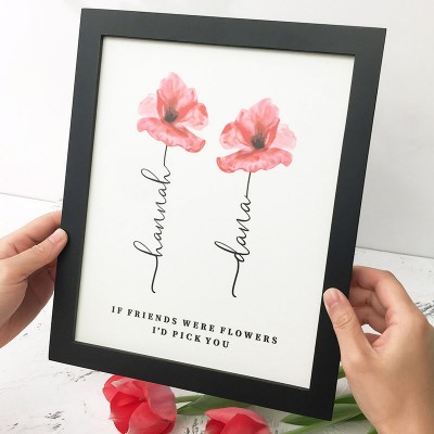 Si un ami était des fleurs cadre nom signe personnalisé soeur ami famille cadeau