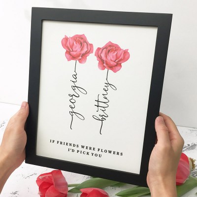 Si un ami était des fleurs cadre nom signe personnalisé soeur ami famille cadeau