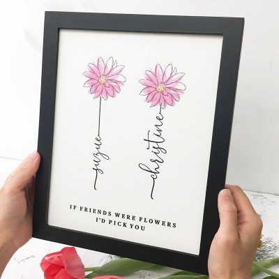 Si un ami était des fleurs cadre nom signe personnalisé soeur ami famille cadeau
