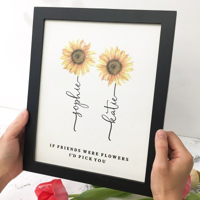 Si un ami était des fleurs cadre nom signe personnalisé soeur ami famille cadeau