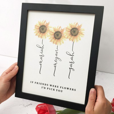 Si un ami était des fleurs cadre nom signe personnalisé soeur ami famille cadeau